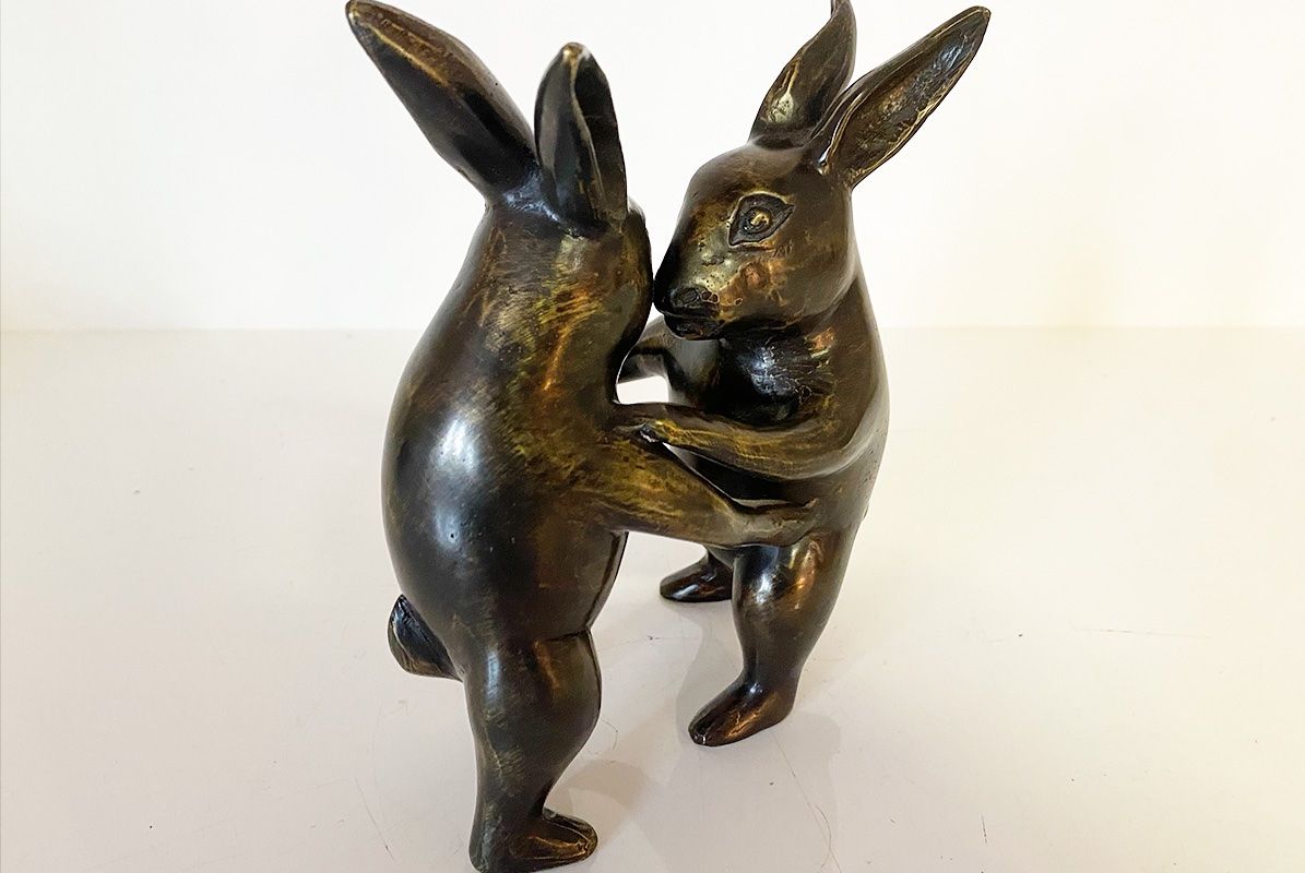 Statuette: Tanzendes Hasenpaar, Bronzefigur Unikat – Usato da Küssnacht am Rigi venduto da Brockenhaus-Rigi 5