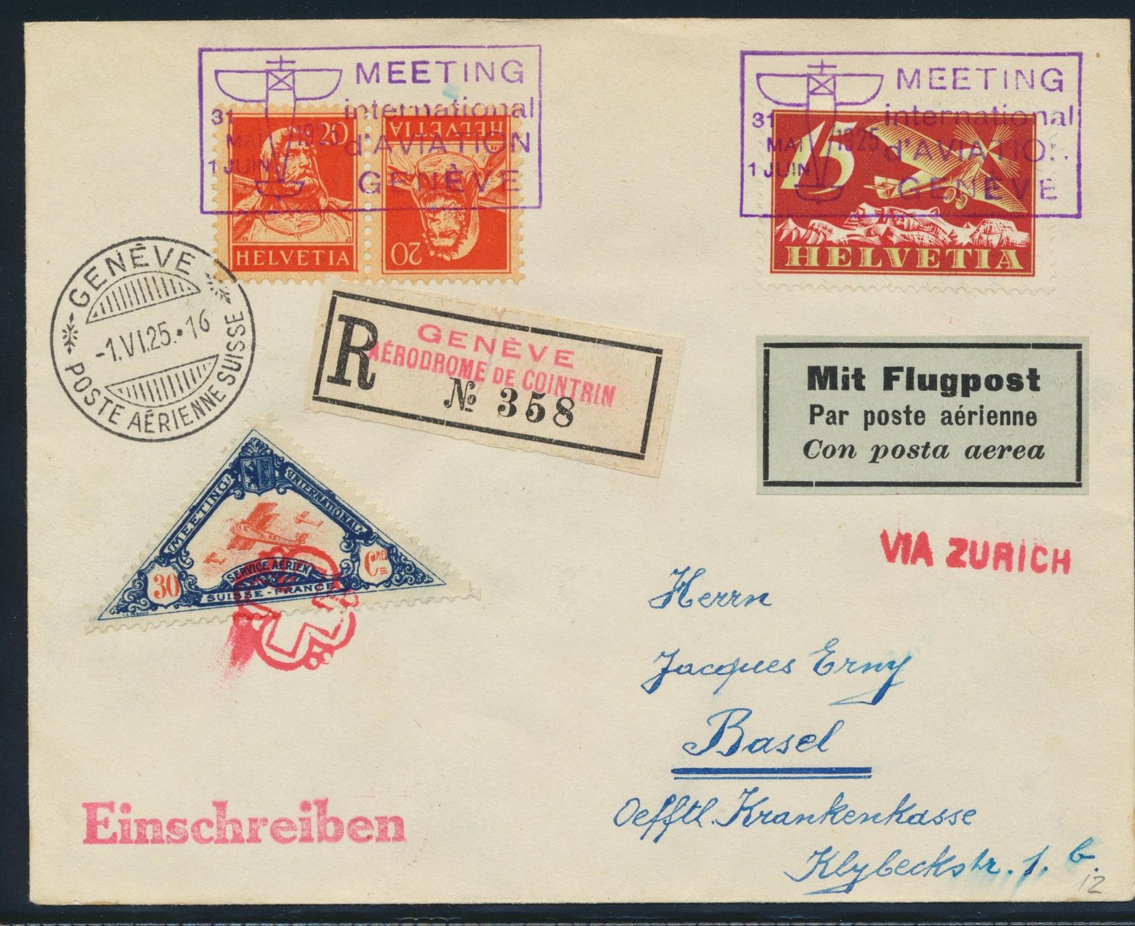 Tutti i francobolli: Flugmeeting Genève 1925 mit Vignette – Usato da Roggwil BE venduto da Stampdealer3