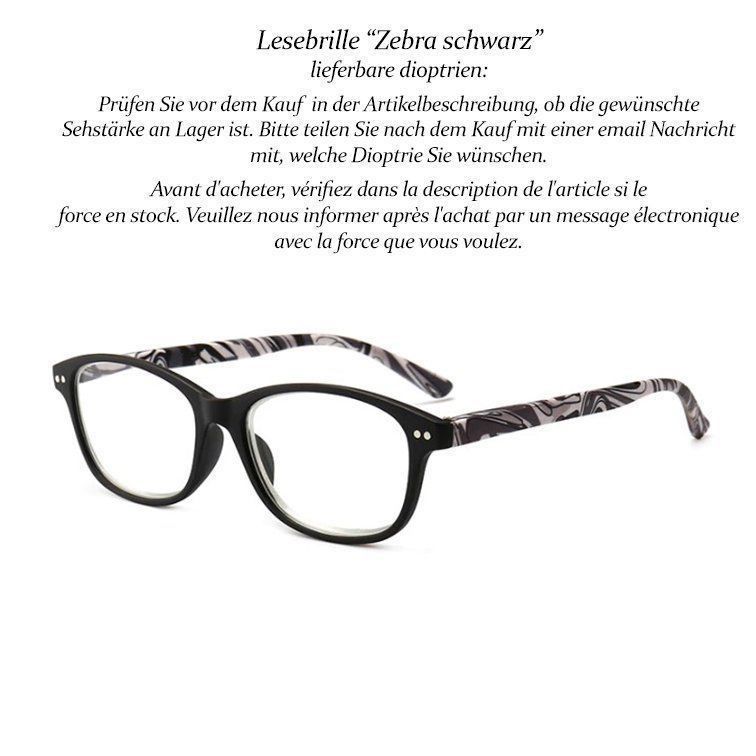 Occhiali & Lenti: Lesebrille Zebra black +1.0 +4.0 – Nuovo e nell'imballaggio originale da Pfäffikon SZ venduto da ANNAPURNA8091