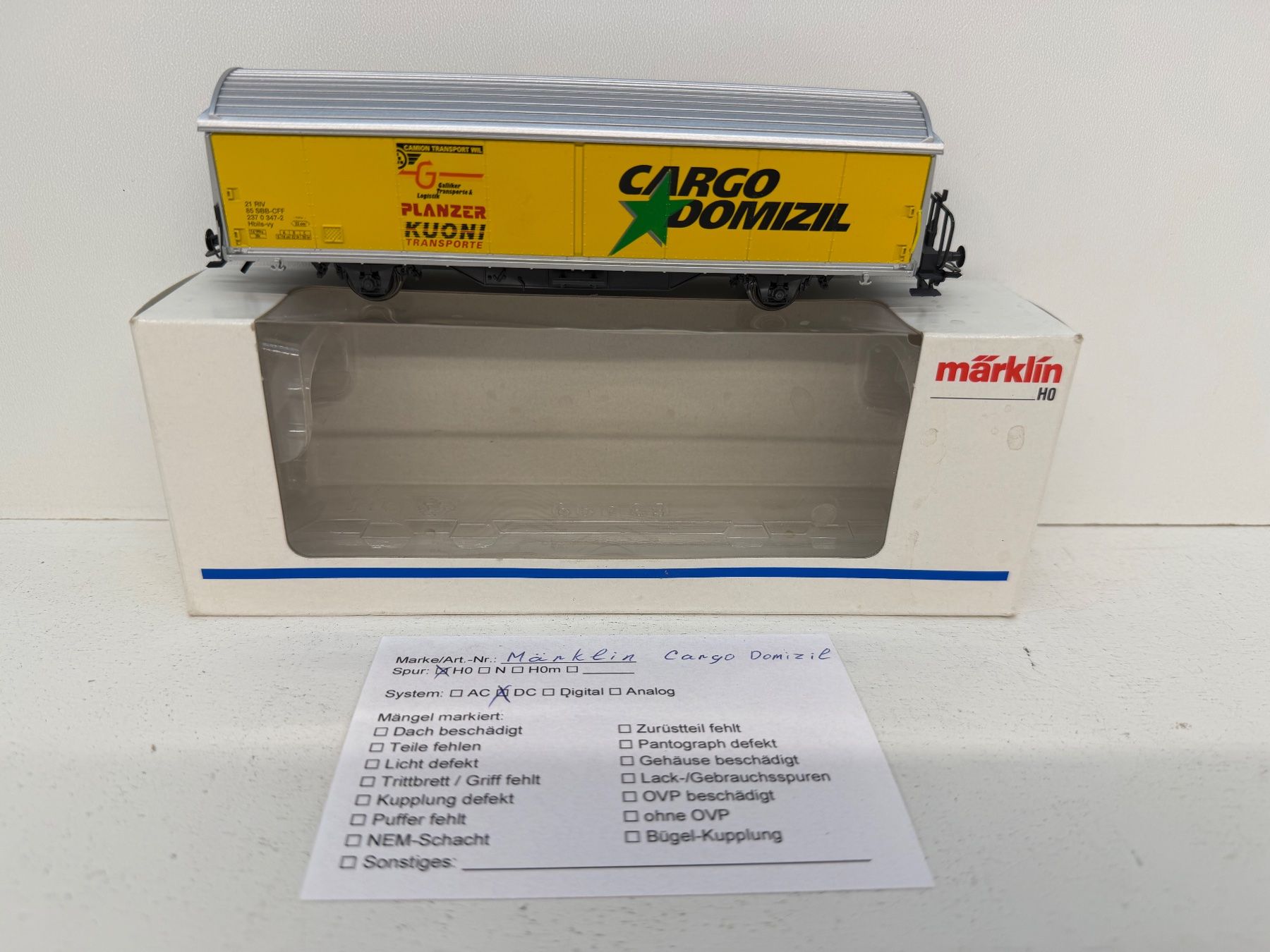 Märklin Modellini di ferrovie: Märklin Schiebewandwagen Hbils  SBB Cargo Domozil Planzer – Usato da Büsserach venduto da ModellbahnDepot 8