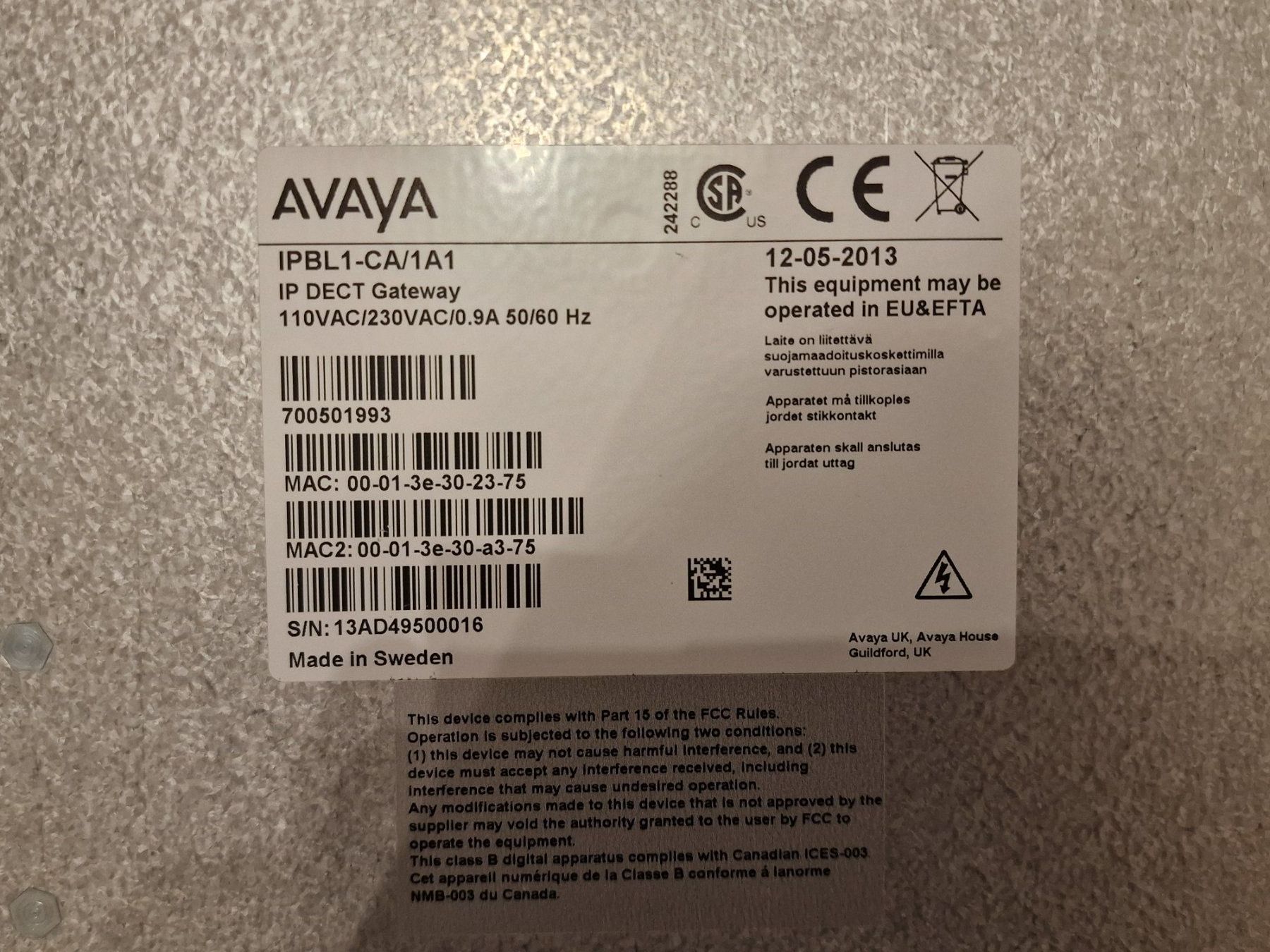 Avaya Telefoni: AVAYA IPBL1-CA/1A1 700501993, IP DECT Gateway – Usato da Buchrain venduto da Sssschaller 3