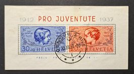 Pro Juventute 1937 Jubiläumsblock mit Abart