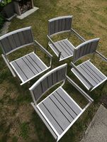 4x Gartenstühle / Stapelstühle Alu & Polywood (Grau)