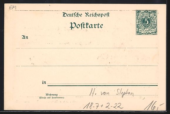 Cancelleria postale: Dr. Heinrich von Stephan, Erster General – Usato da Berlin venduto da bartko-reher 1