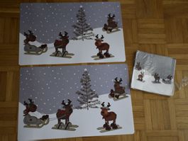 Tischset mit Serviette Restposten " Elch "