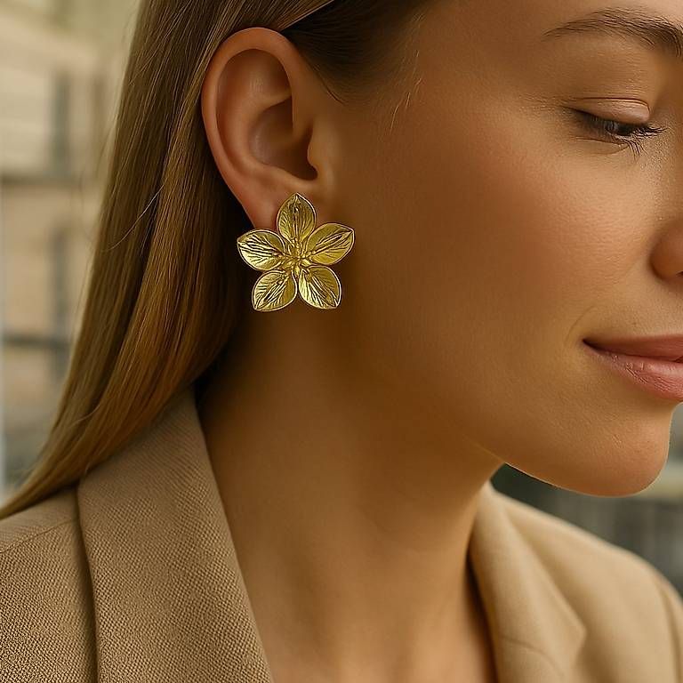 Orecchini pendenti & Orecchini a lobo: Boucles d?oreilles Fleur Dorée  Élégance au Naturel – Usato da Genève venduto da dre_gk92 3