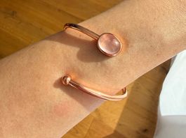 🌸 Rosenquarz Armreif Roségold Edelstahl Anti-Allergie ✨