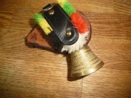 Antiker Kuhglocken Anhänger Leder Messing Kuh