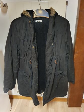 Umstandsjacke mit Kapuze, warm gefüttert, Grösse 42, schwarz