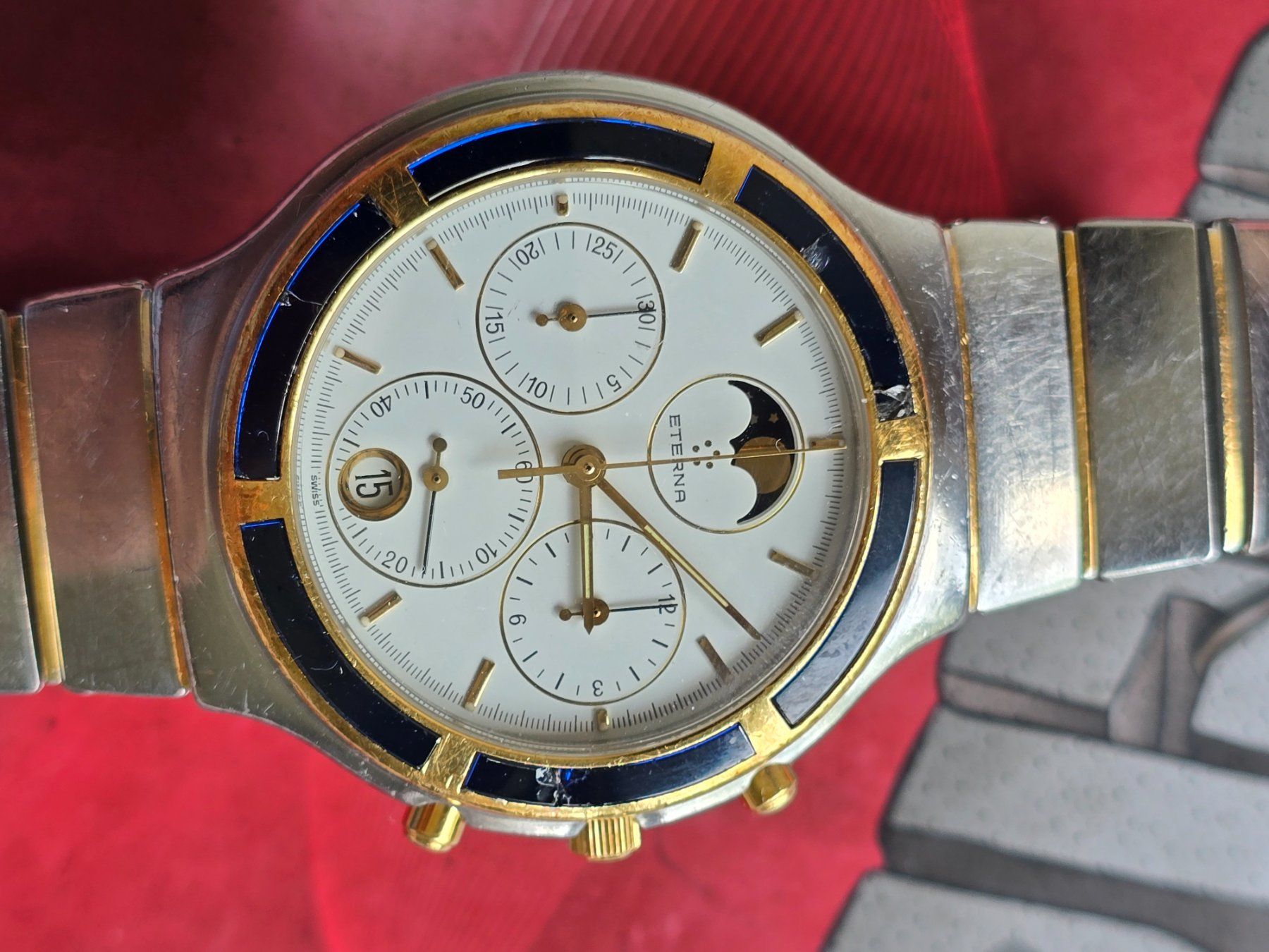 Eterna Uhren: 499 Eterna Airforce Gold / SS Chrono Mondphasen Date – Gebraucht aus Muri AG von Corredor 1