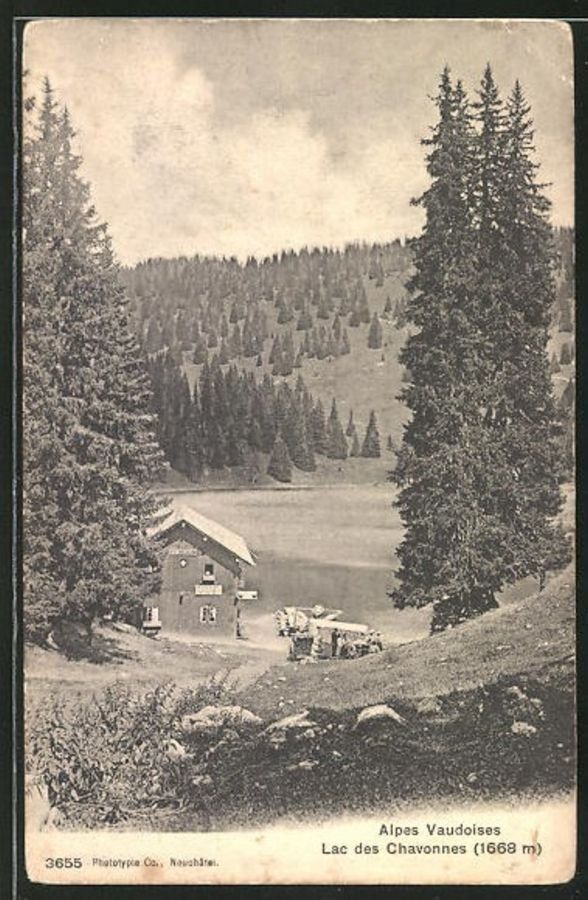 Ansichtskarten: Lac des Chavonnes, Pension, vers 1920 – Gebraucht aus Frauenfeld von POML