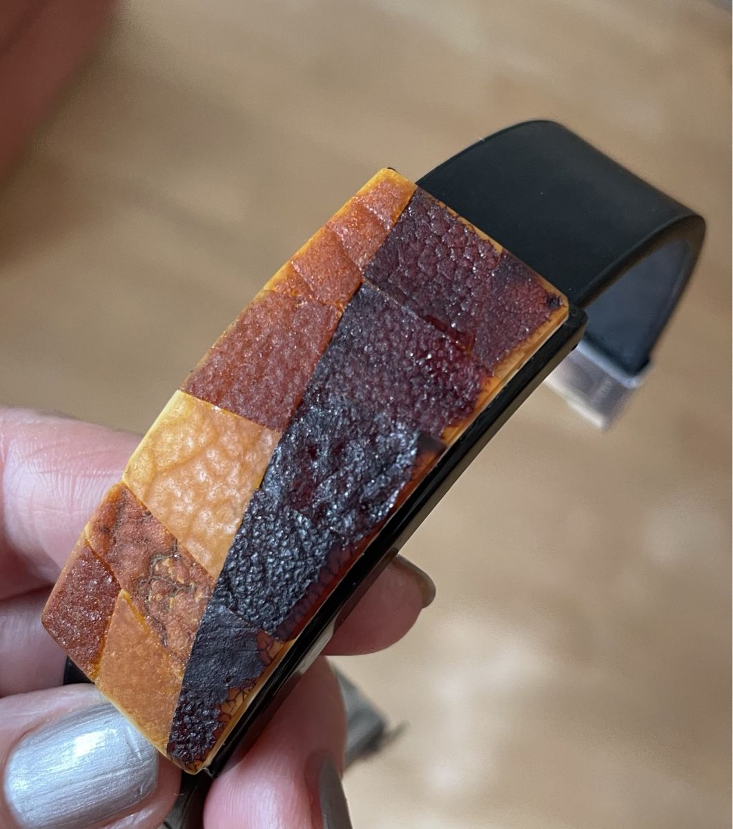 Bracciali & Braccialetti: Armband aus schwarzem Leder mit Bernstein – Nuovo e nell'imballaggio originale da Ebikon venduto da elischka 1