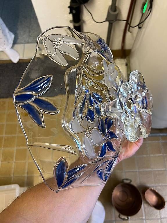 Ciotole: Glas-Fussschale mit Blumenmuster – Usato da Lufingen venduto da luc_g6rv 2
