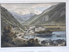 Kolorierter Stahlstich Bad Le Prese Rohbock um 1860 Puschlav