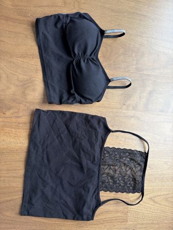 neu Schwarze Tops (2er-Set) mit Spitze + Glitzerträgern ☀️
