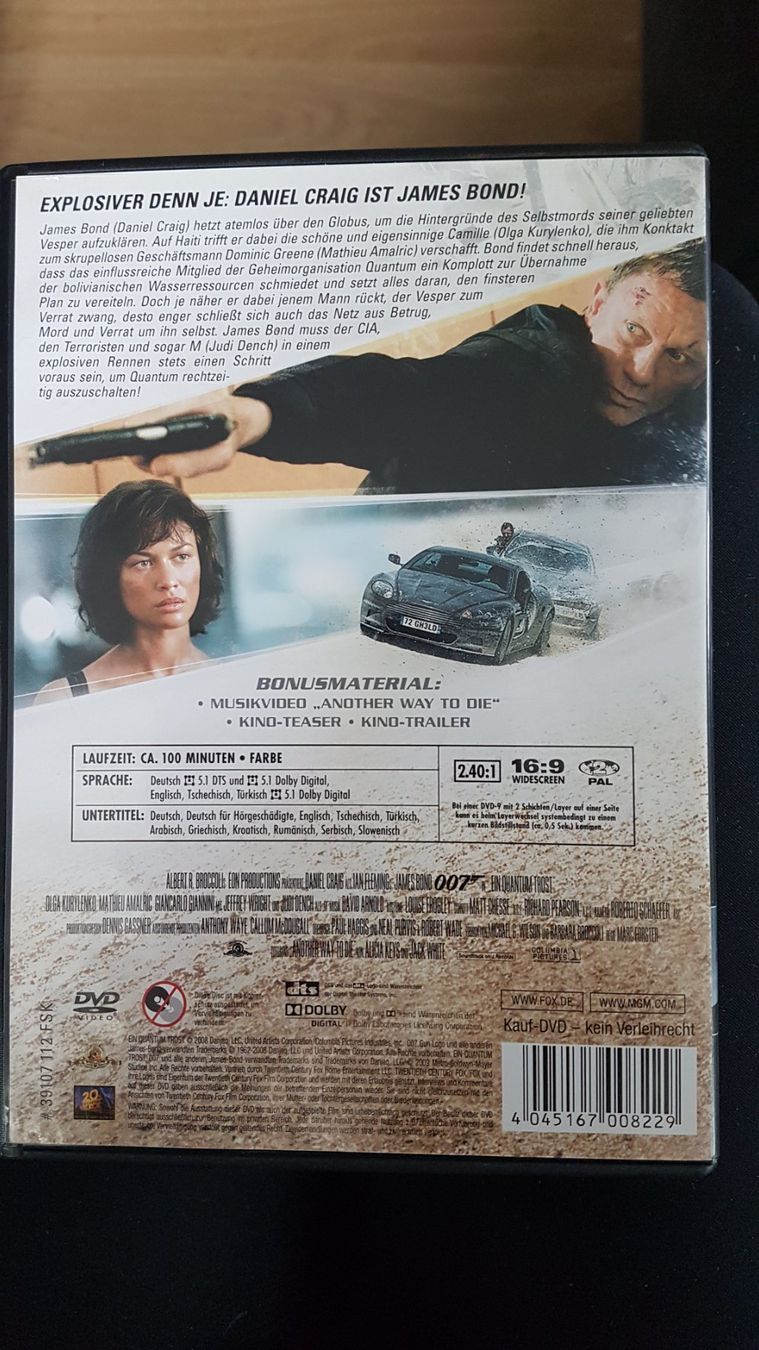 Tutti i DVDs: DVD "007 - Ein Quantum Trost" – Usato da Buttisholz venduto da Simone_n 1