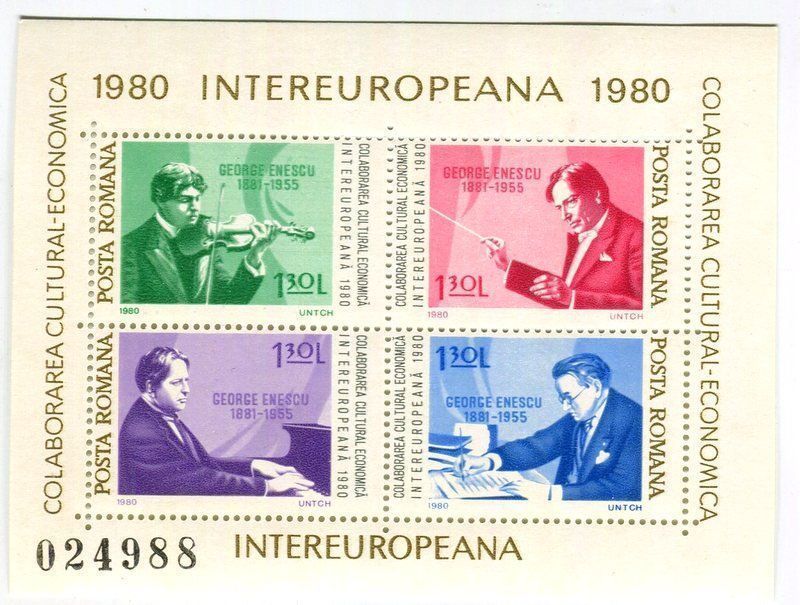 Tous les timbres: Block "George Enescu". Rumänien. – Neuf avec emballage d'origine à Basel par Butsch5