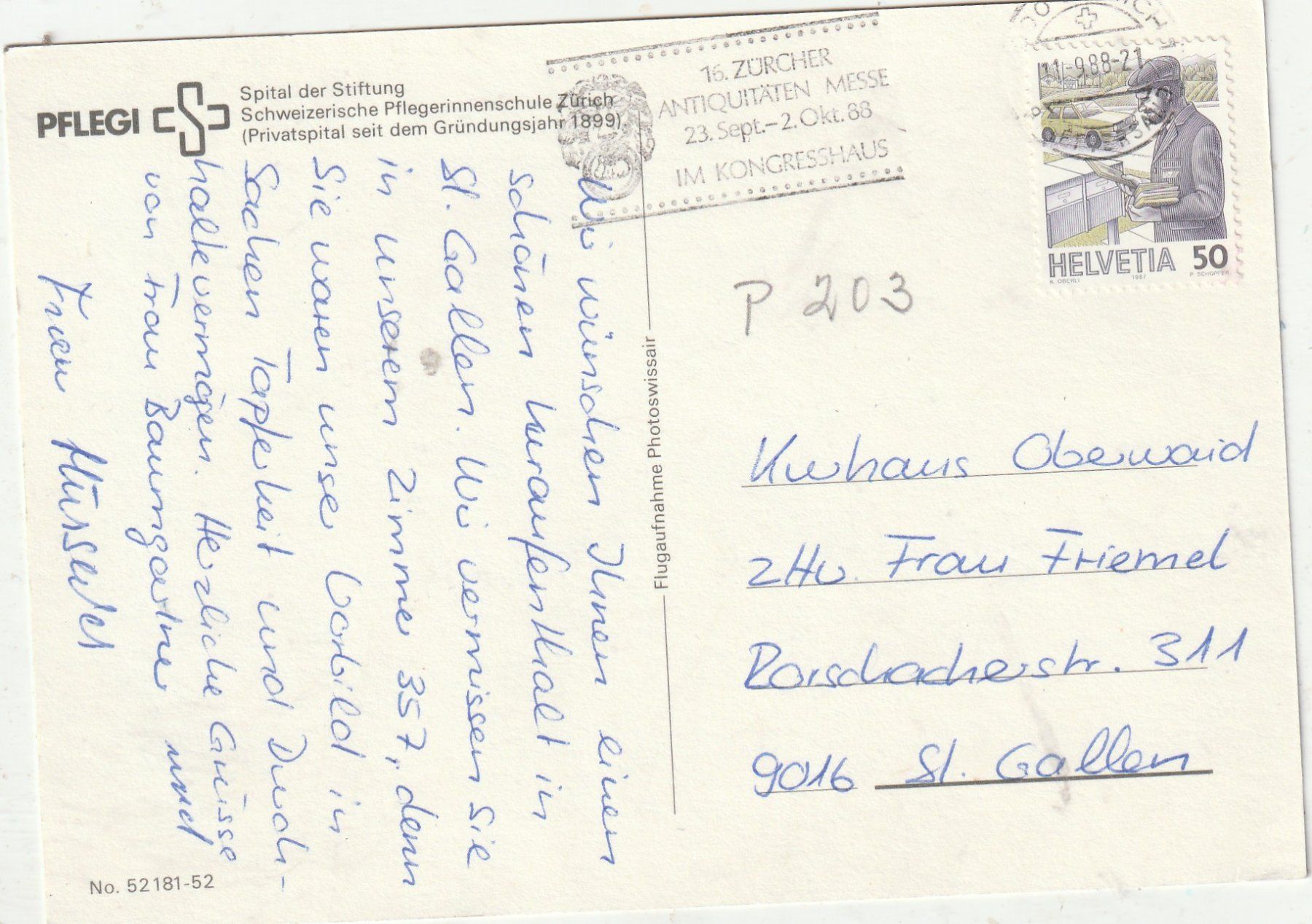 Cartoline postali: Zürich Pflegerinenschule – Usato da Lumbrein venduto da made02 1