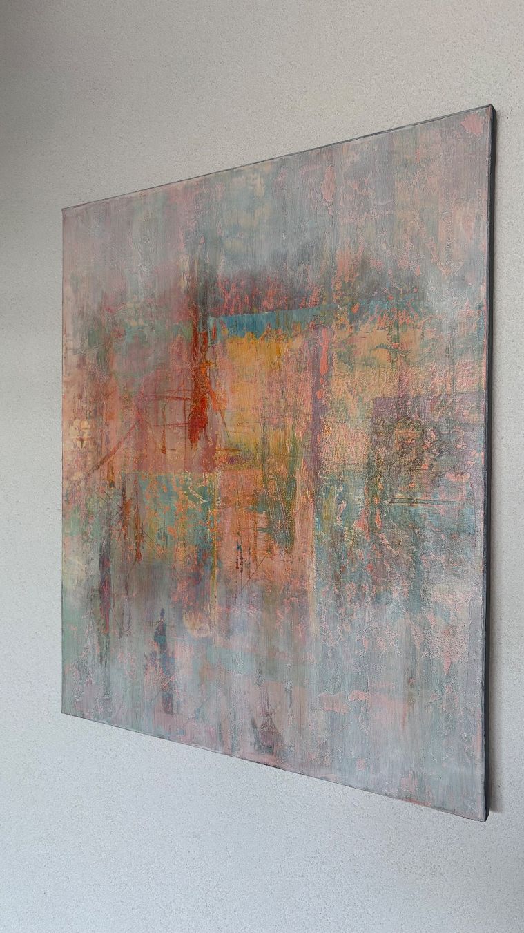 Gemälde: Orginal abstraktes Acrylbild, 60x50 cm, hell/bunt – Neu und originalverpackt aus Kirchlindach von GeibKeller 9