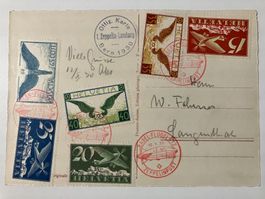 Flugpost-Karte 1930,  Zeppelin, Kat. 3-5,10,14,15, KP 430.--