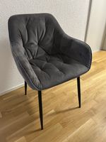 4x Moderne Polsterstühle in Grau - Samt