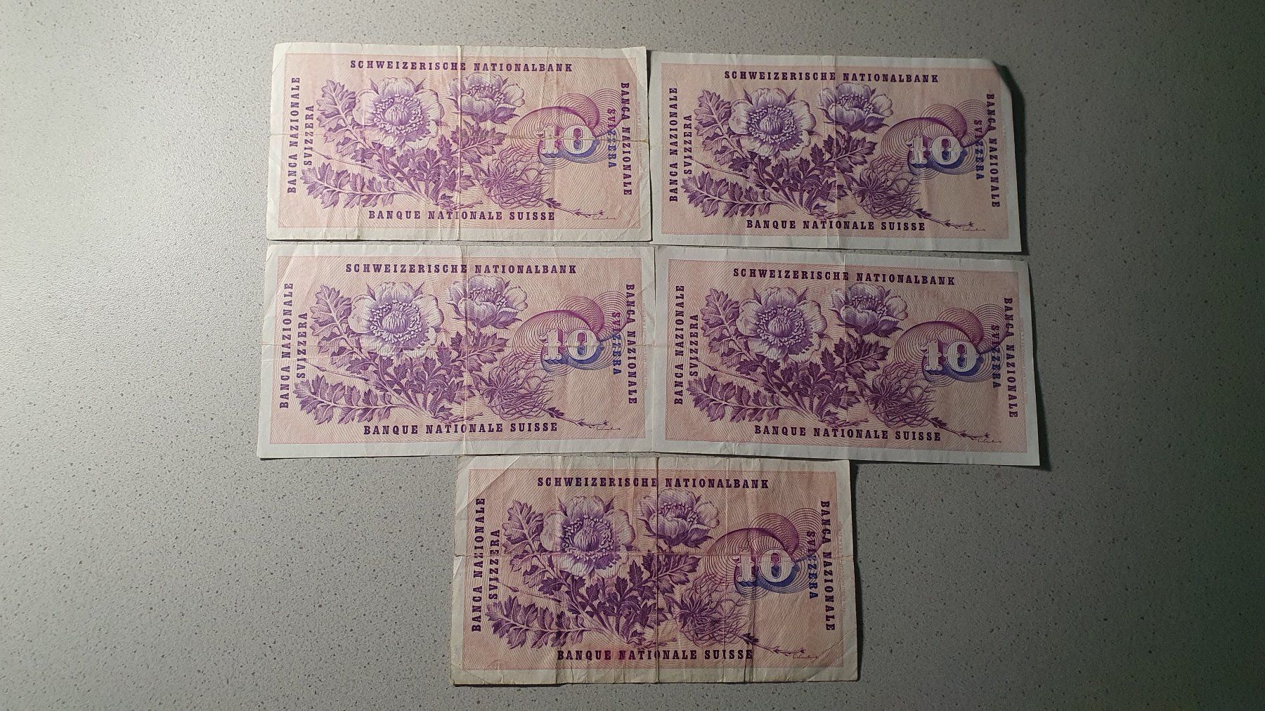 Banconote: Alte Schweizer Banknote 5 x 10.- – Usato da Glattfelden venduto da sessa123 1