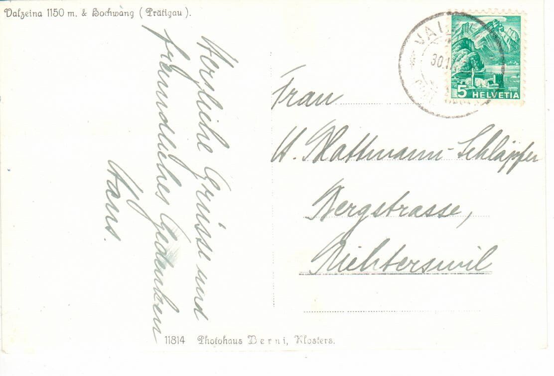 Cartoline postali: Valzeina – Usato da Wolhusen venduto da Curver9 1