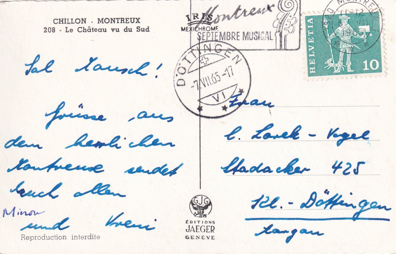 Cartoline postali: Schloss Chillon (belebt) /bc – Usato da Hombrechtikon venduto da Rudolf07 1