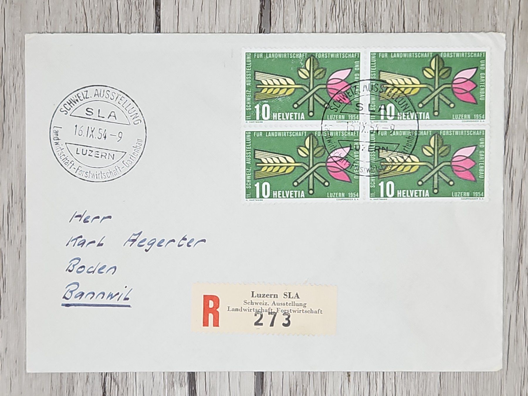 Tutti i francobolli: CL07 Enveloppe + Timbre Suisse 1954 – Usato da Cousset venduto da Patrick_Collections
