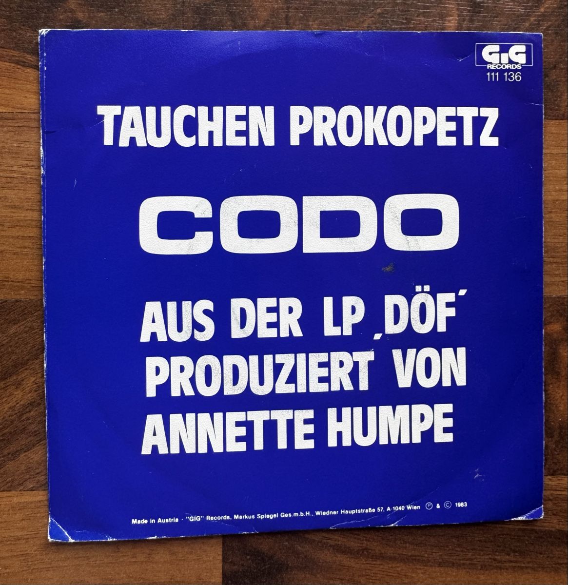 Vinyles: Tauchen Prokopetz - Codo - 7" Single - 80s/NDW – D'occasion à Rorbas par BlackstarRecords