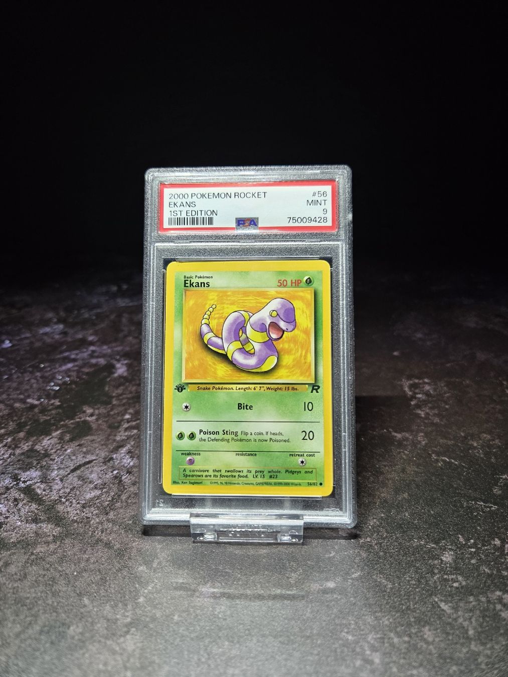 Pokémon Carte collezionabili: 2000 POKEMON ROCKET #56 EKANS 1ST EDITION PSA 9 MINT – Usato da Lauerz venduto da gp9_zt9k