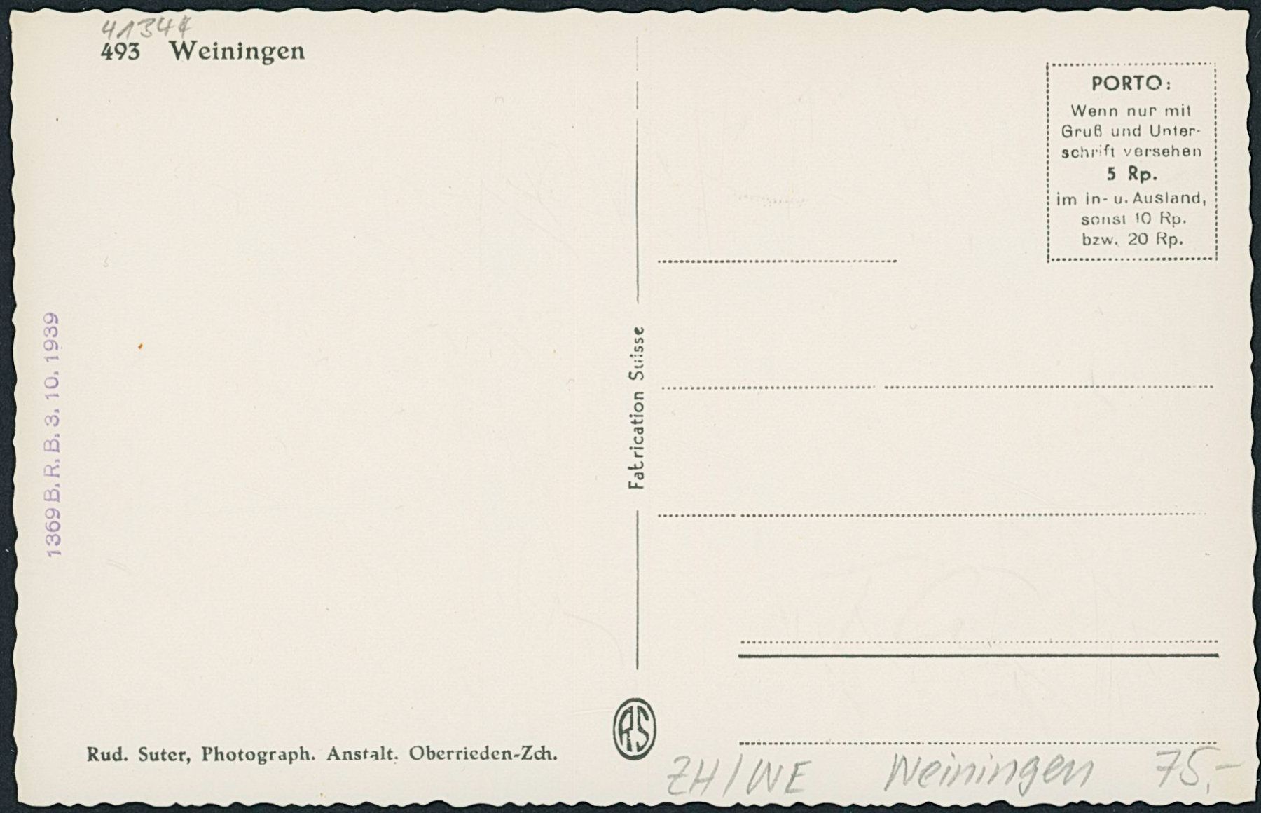 Cartoline postali: ZH Weiningen – Nuovo (secondo la descrizione) da Schindellegi venduto da leecollect 1