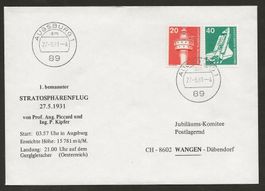 Ballon 1981 Deutschland Augsburg Luftpost 50 Jahre Jubiläum