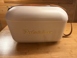 Polarbox Kühlbox Gold Perla mit Kunst-Lederriemen neuwerti