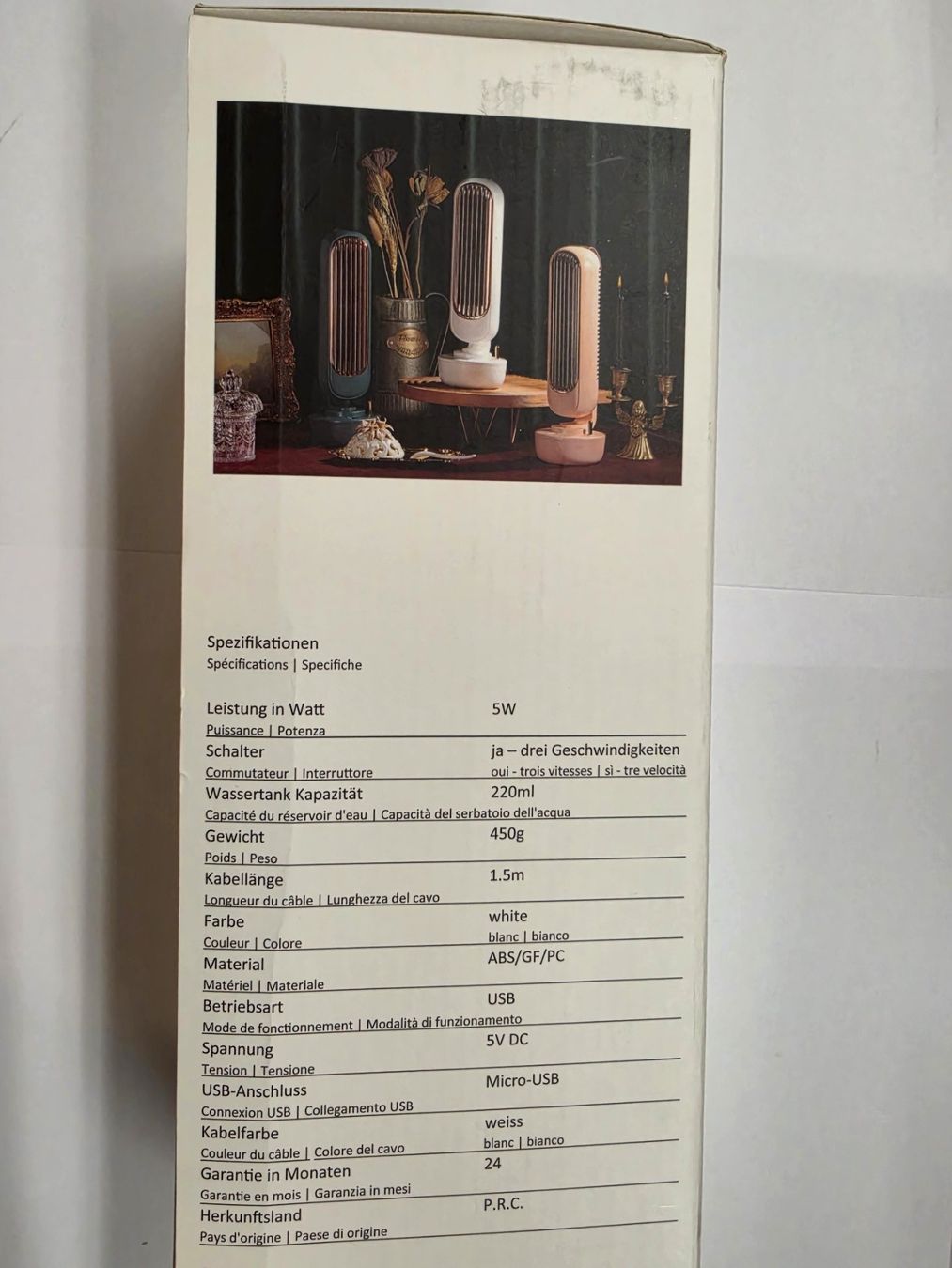 Ventilatori: USB-Ventilator und Luftbefeuchter, neu, Farbe weiss – Nuovo e nell'imballaggio originale da Rheinfelden venduto da s-KONNEKT 2