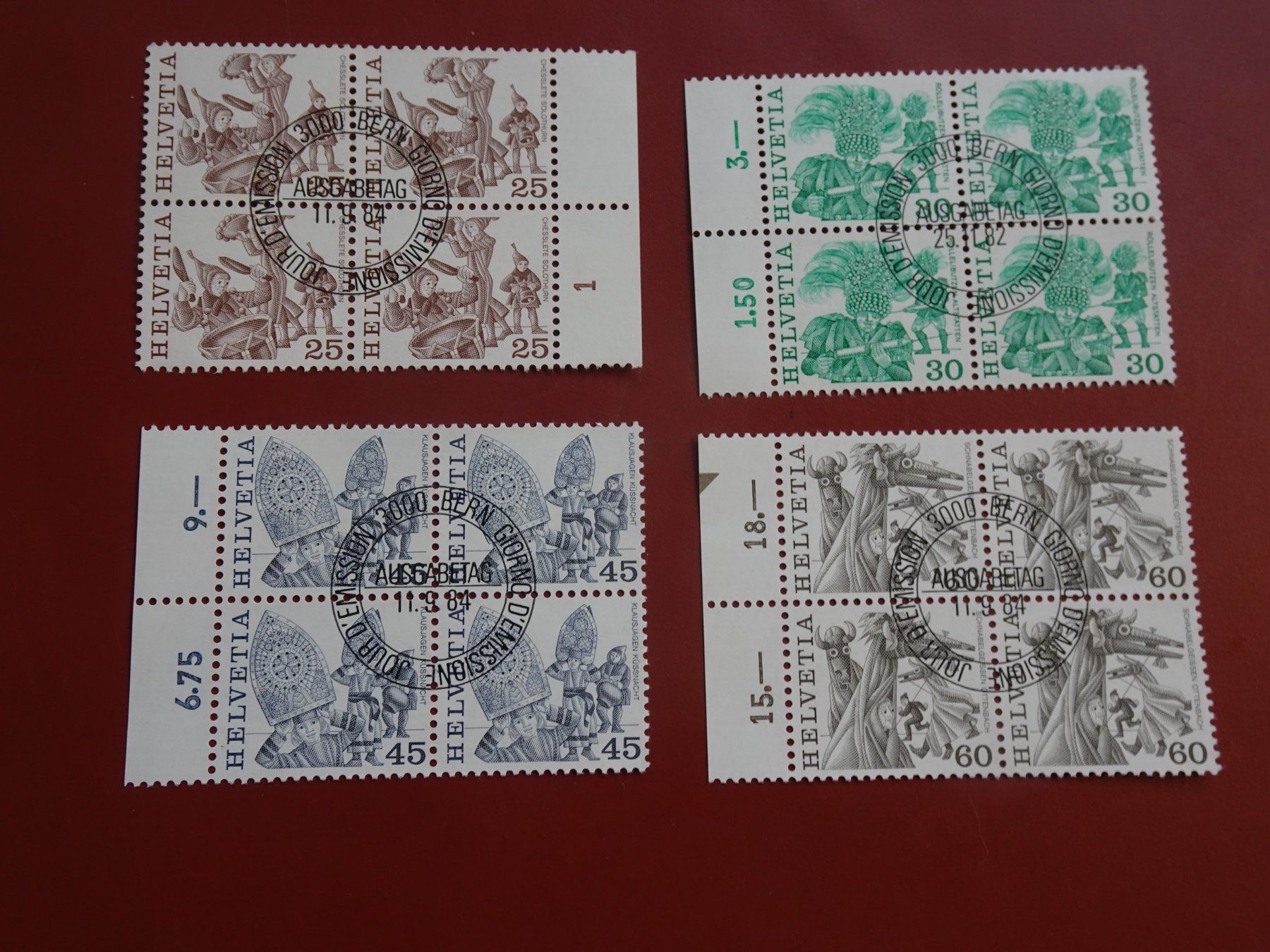 Alle Briefmarken: 1982 -84 VOLKSBRÄUCHE, AUSGABETAG – Neu (gemäss Beschreibung) aus Eschenbach SG von eDaisy