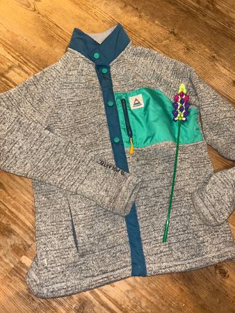Graue Strickfleece Jacke S von Passenger Clothing