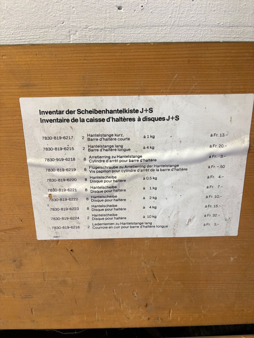 Hanteln & Gewichte: Scheibenhantelkiste J+S – Gebraucht aus Itingen von MrLuc 2