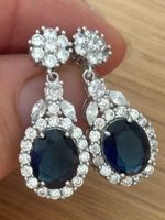 Luxus Elegante Zirkonia Ohrstecker Ohrschmuck  Farbe: Blau