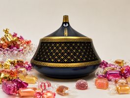 🍬Bonbonnière / Sucrière Bavaria bleu cobalt et or 22 carats