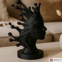 Fluid Mind – Abstract Feale Bust Sculpture - 3D Printed