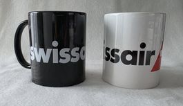 2 Swissair Tassen, Schwarz und Weiss, Top Zustand!