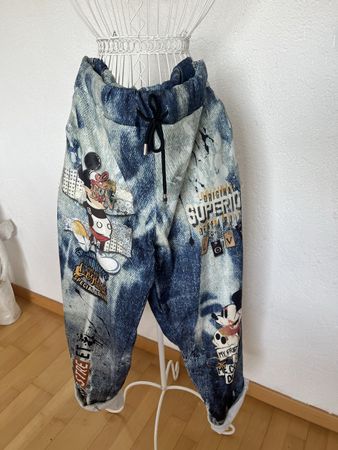 Damen Hose Mickey Mouse Jeans Optik Made in Italy Grösse TU