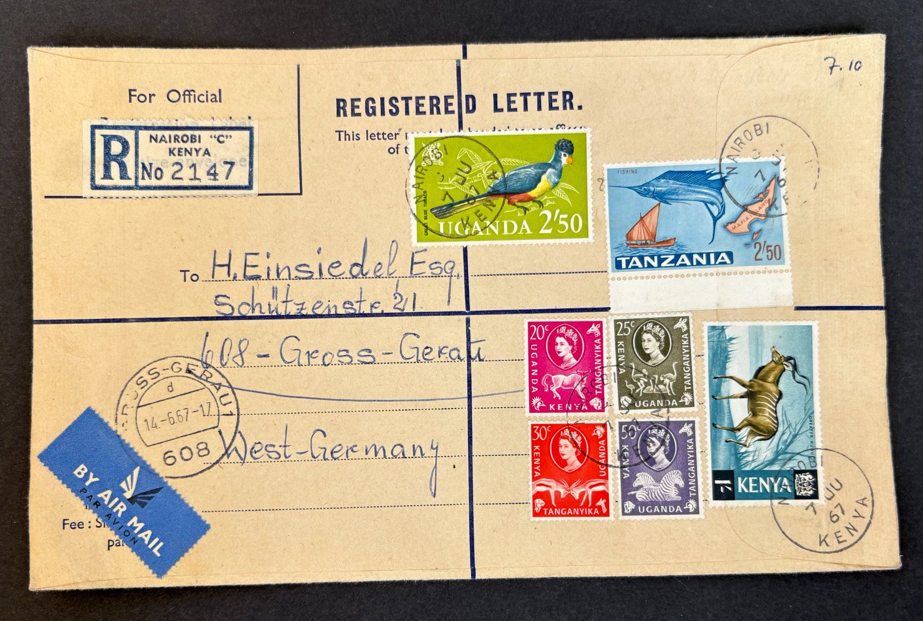 Alle Briefmarken: REGISTERED LETTER TANZANIA-UGANDA-KENYA – Gebraucht aus Ostermundigen von Wyatt-Earp