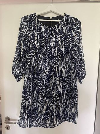 H&M Kleid in Blau-Weiss, Gr. 36