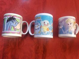 Lot de 3 Tasses (Mugs), Disney, Pokémon, Elsa