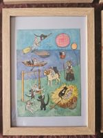 Aquarelle Claire Finaz artiste 1960 Décors pour enfants