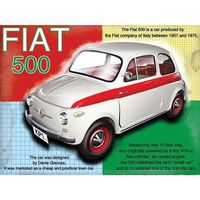 Blechschild-FIAT 500-WEISS-ROT