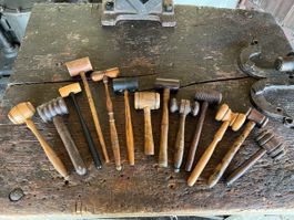 Antike Holzhammer Hammer Goldschmied Sattler Buchbinder