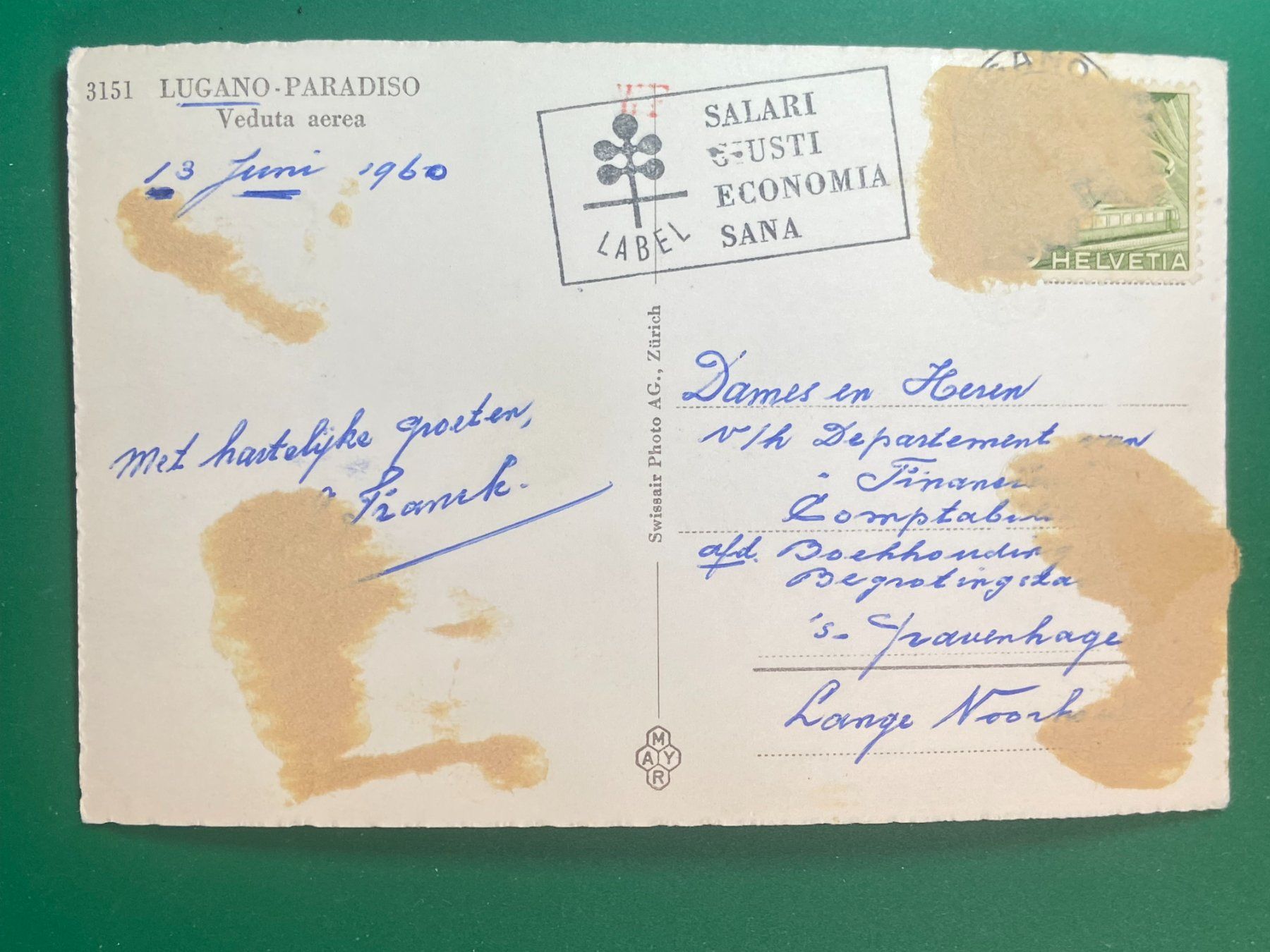 Cartoline postali: Lugano-Paradiso - Flugaufnahme ! – Usato da Steg VS venduto da _vinci_ 1